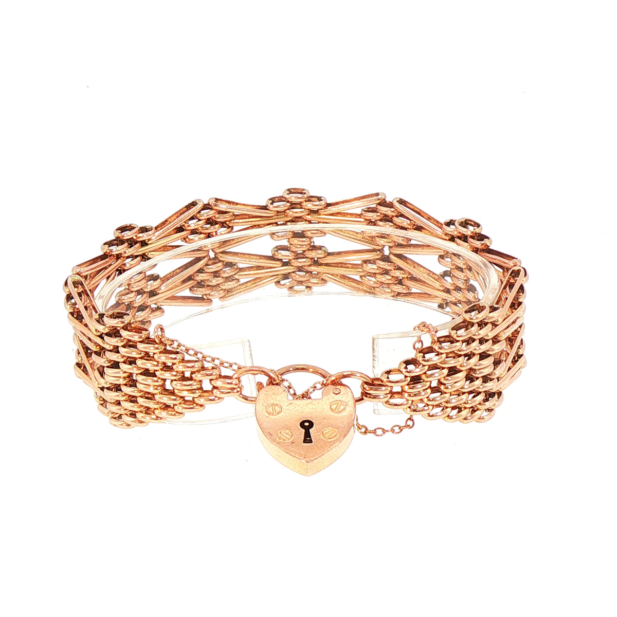 Vintage Wide Seven Bar Gate Bracelet in 9ct Rose Gold
