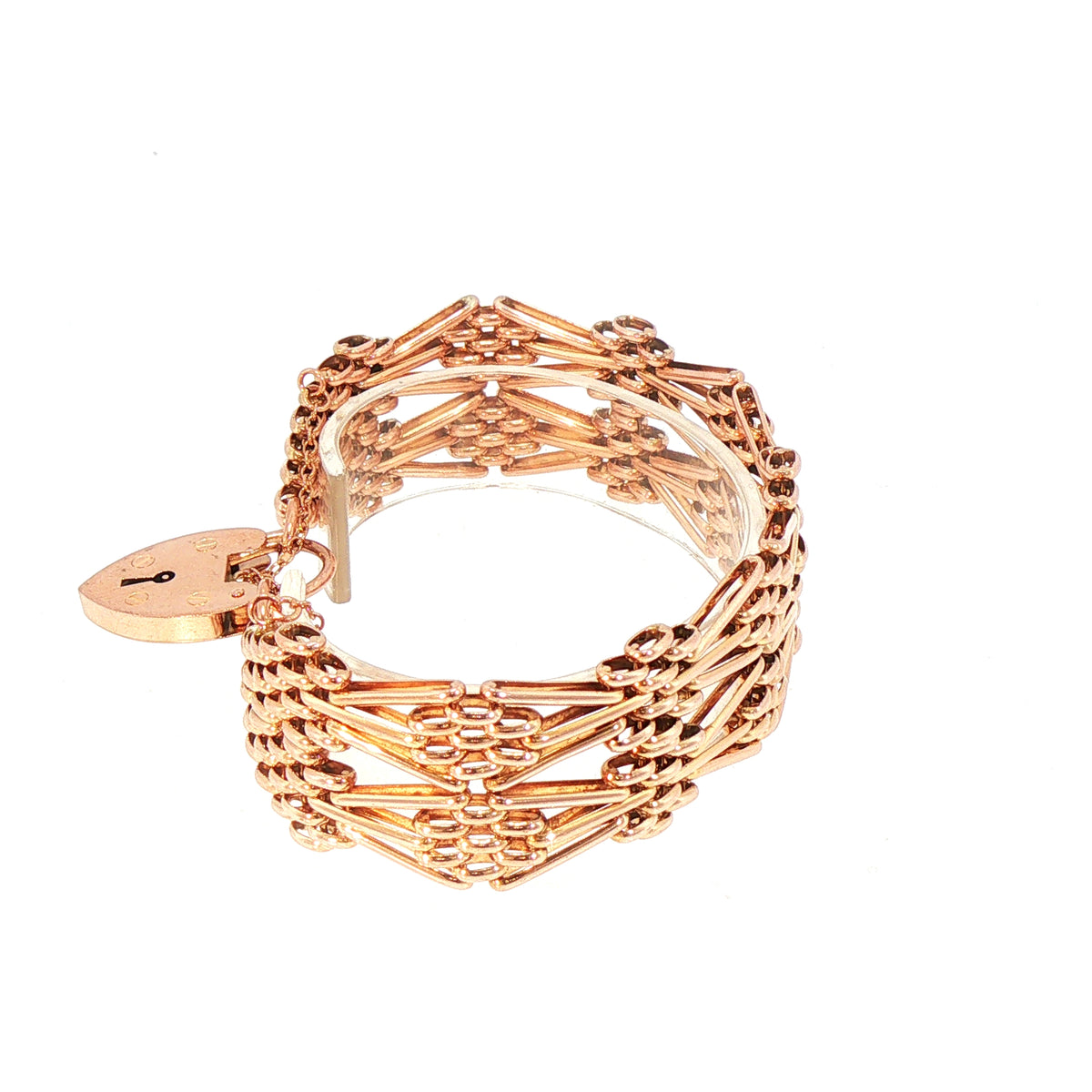 Vintage Wide Seven Bar Gate Bracelet in 9ct Rose Gold