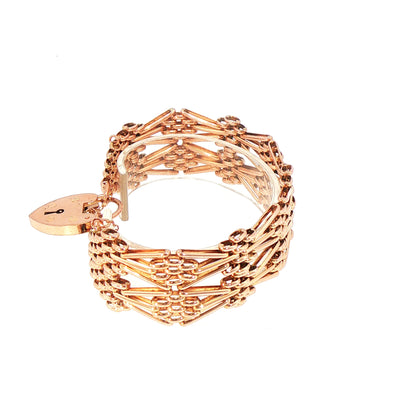 Vintage Wide Seven Bar Gate Bracelet in 9ct Rose Gold