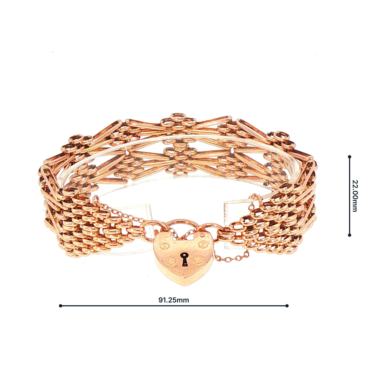 Vintage Wide Seven Bar Gate Bracelet in 9ct Rose Gold