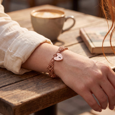 Vintage Wide Seven Bar Gate Bracelet in 9ct Rose Gold