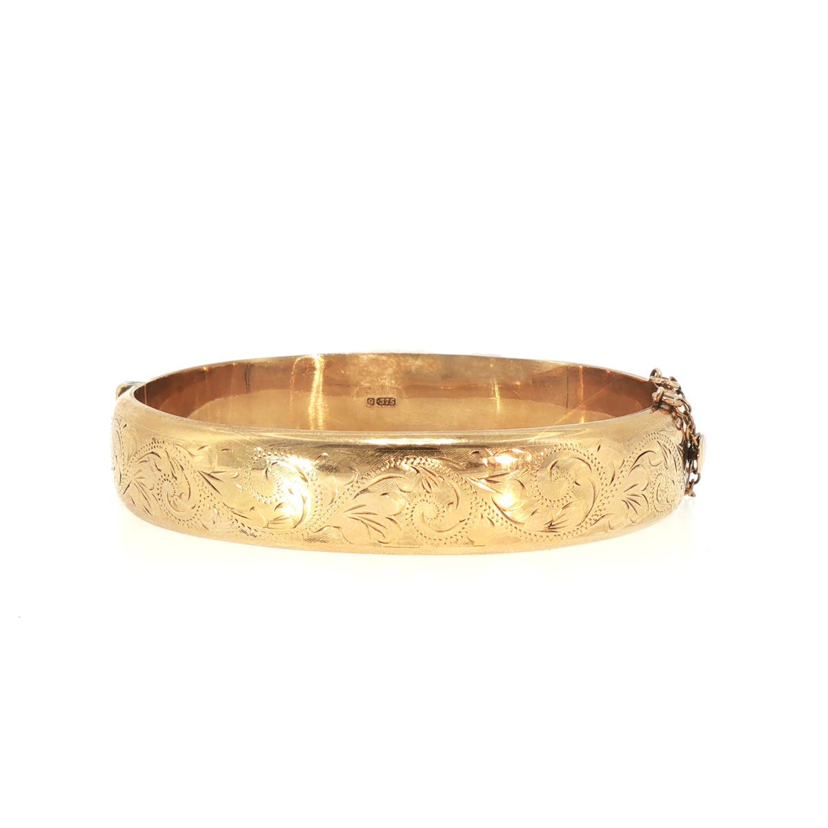 Vintage Bangle with Safety Chain in 9ct Yellow Gold