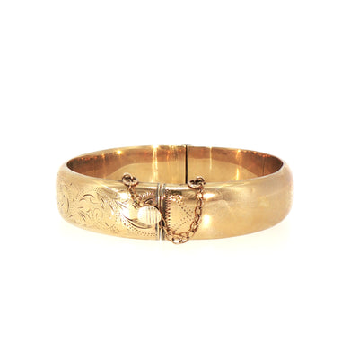 Vintage Bangle with Safety Chain in 9ct Yellow Gold