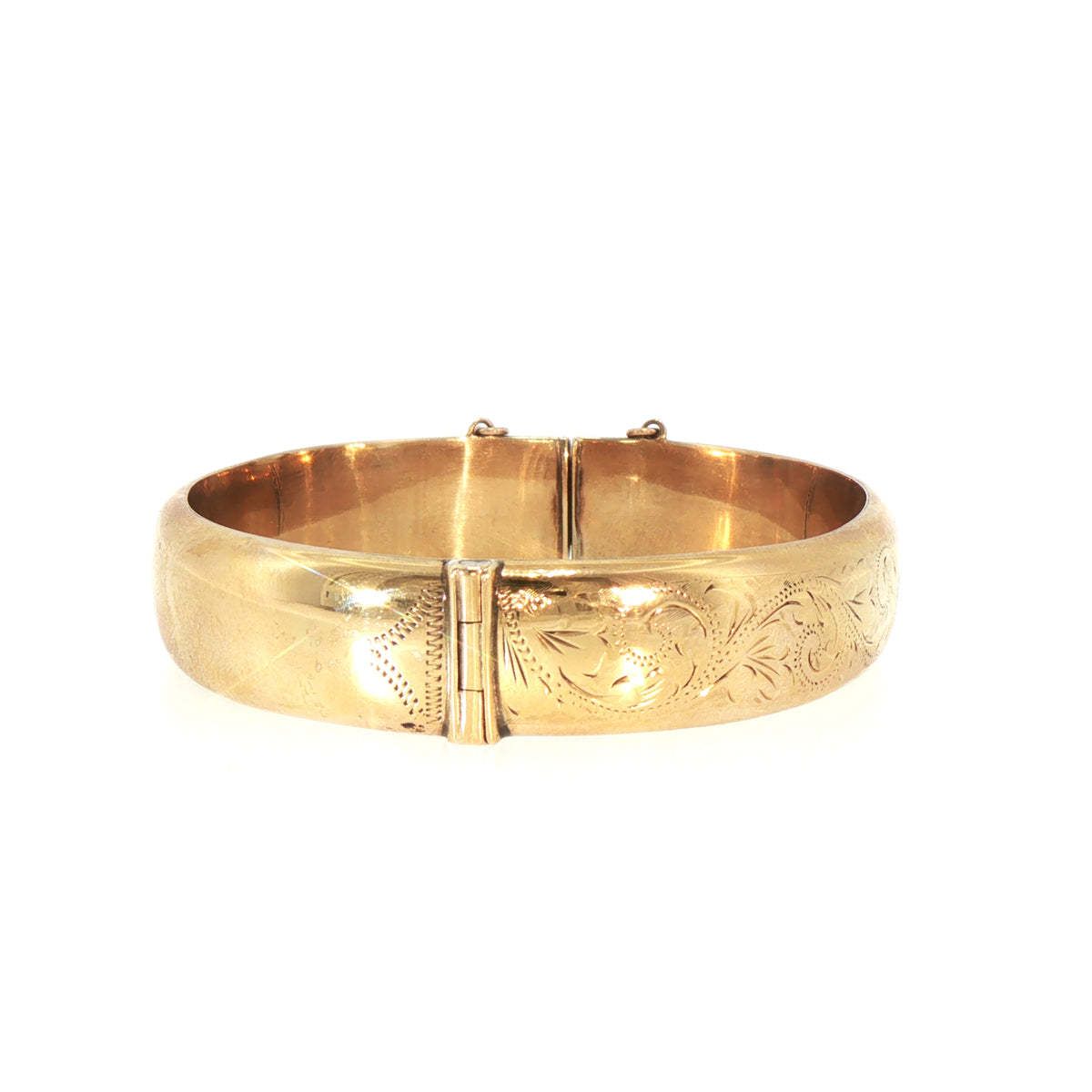 Vintage Bangle with Safety Chain in 9ct Yellow Gold