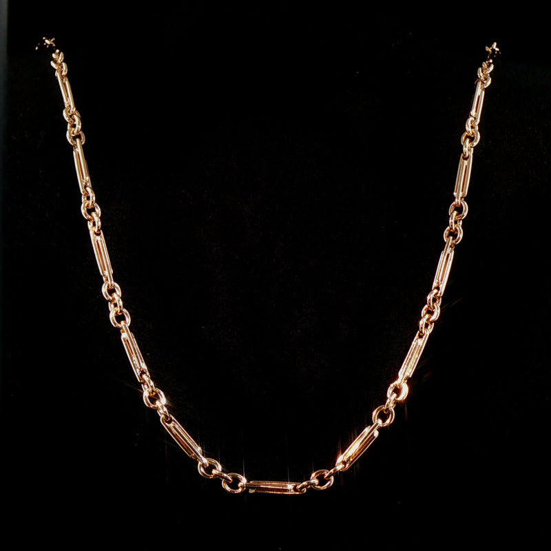 Vintage Trombone Link Chain Necklace in 9ct Rose Gold