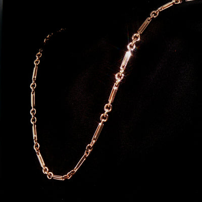 Vintage Trombone Link Chain Necklace in 9ct Rose Gold