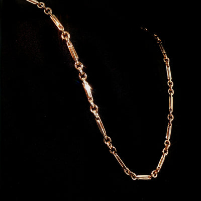 Vintage Trombone Link Chain Necklace in 9ct Rose Gold