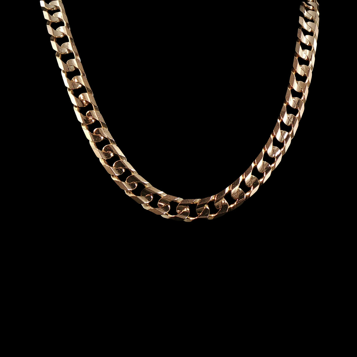 Vintage Filed Curb Chain Necklace in 9ct Yellow Gold