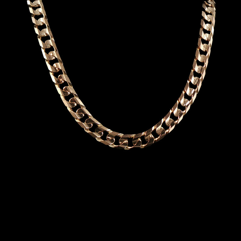 Vintage Filed Curb Chain Necklace in 9ct Yellow Gold