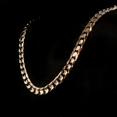 Vintage Filed Curb Chain Necklace in 9ct Yellow Gold