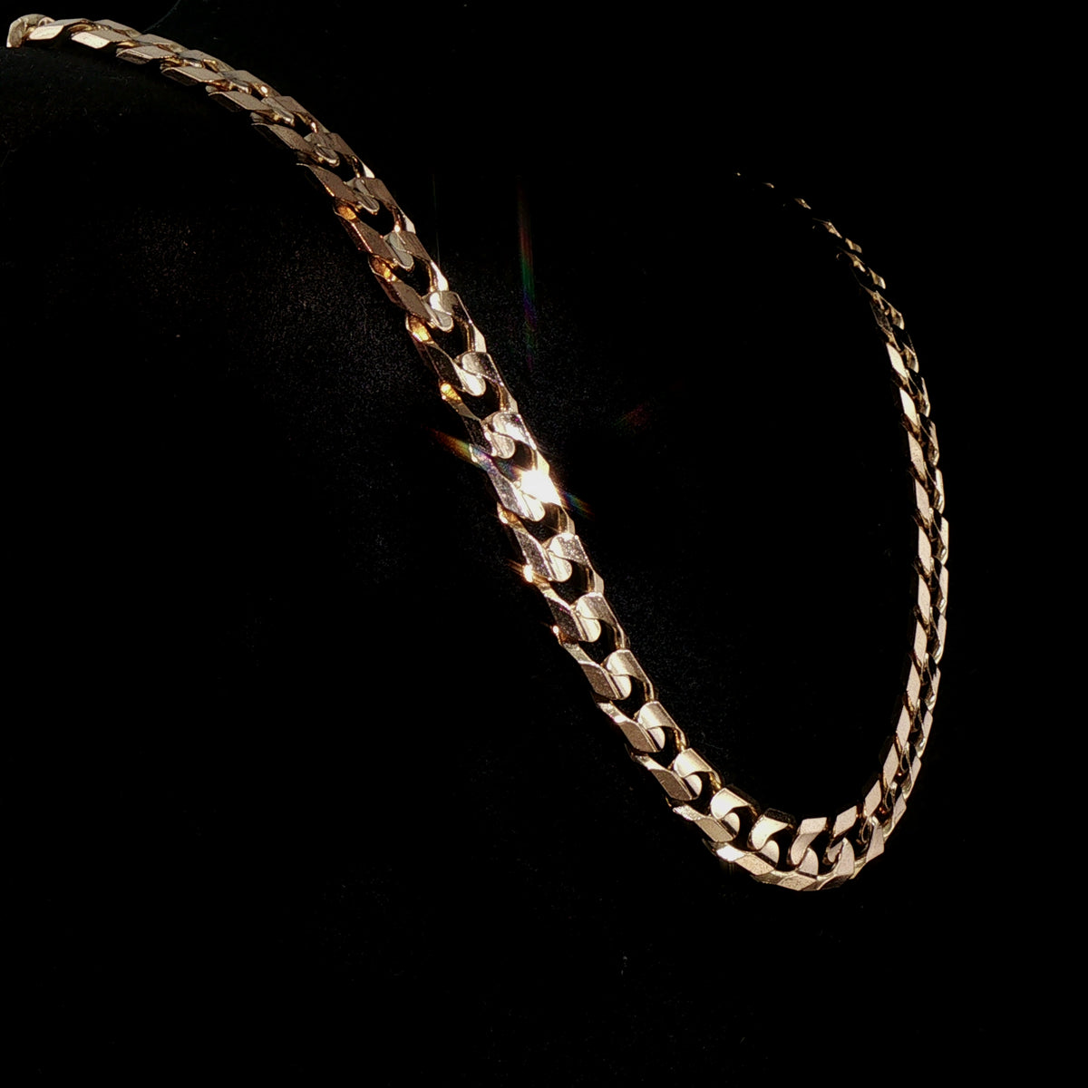 Vintage Filed Curb Chain Necklace in 9ct Yellow Gold