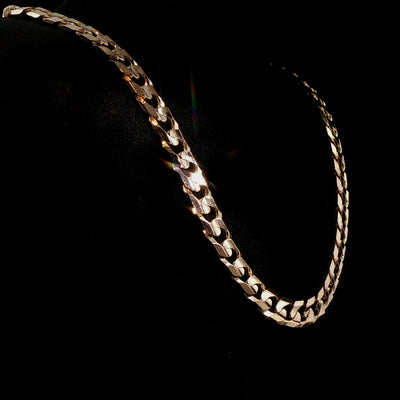 Vintage Filed Curb Chain Necklace in 9ct Yellow Gold