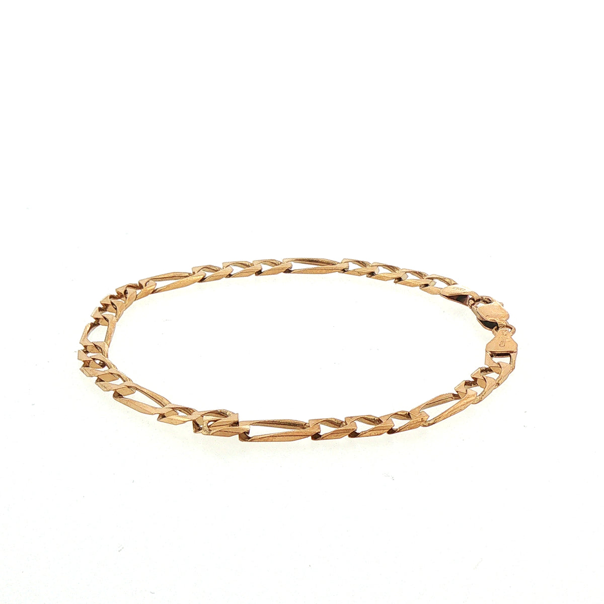 Vintage Flat Figaro Bracelet Weighing 9.25g in 9ct Yellow Gold