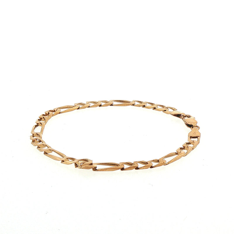 Vintage Flat Figaro Bracelet Weighing 9.25g in 9ct Yellow Gold
