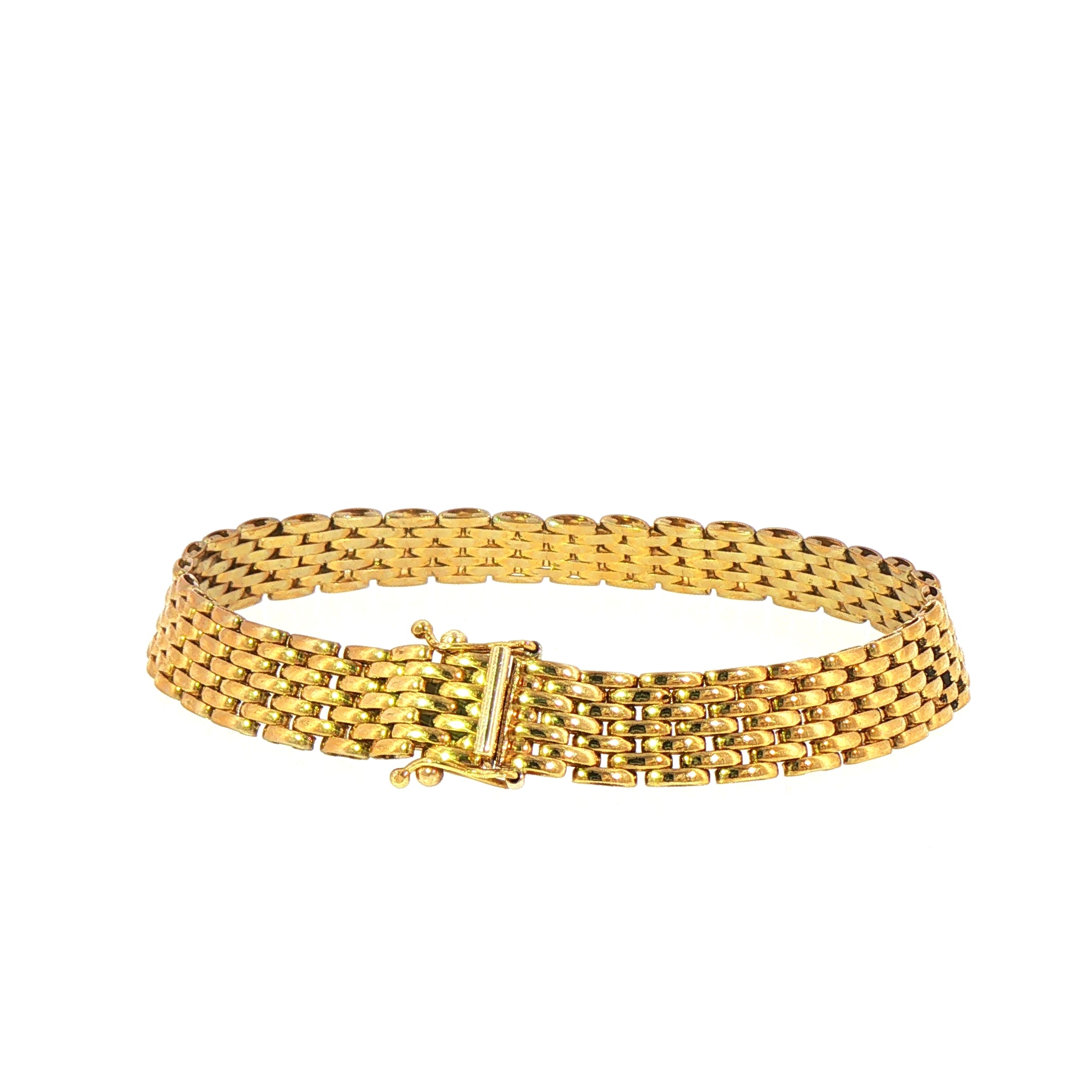13.7g Vintage 7 Row Brick Link Bracelet set in 9ct Yellow Gold
