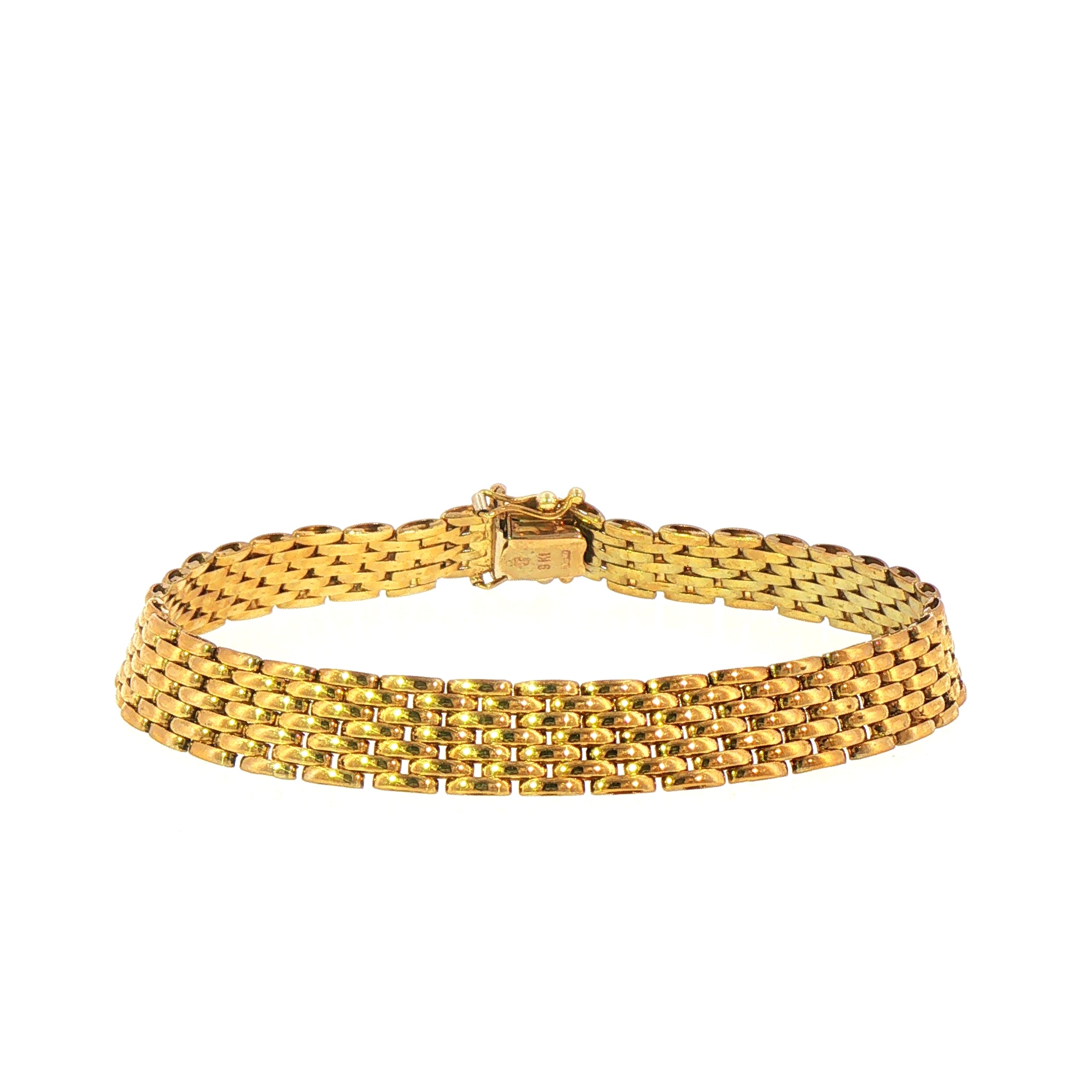 13.7g Vintage 7 Row Brick Link Bracelet set in 9ct Yellow Gold