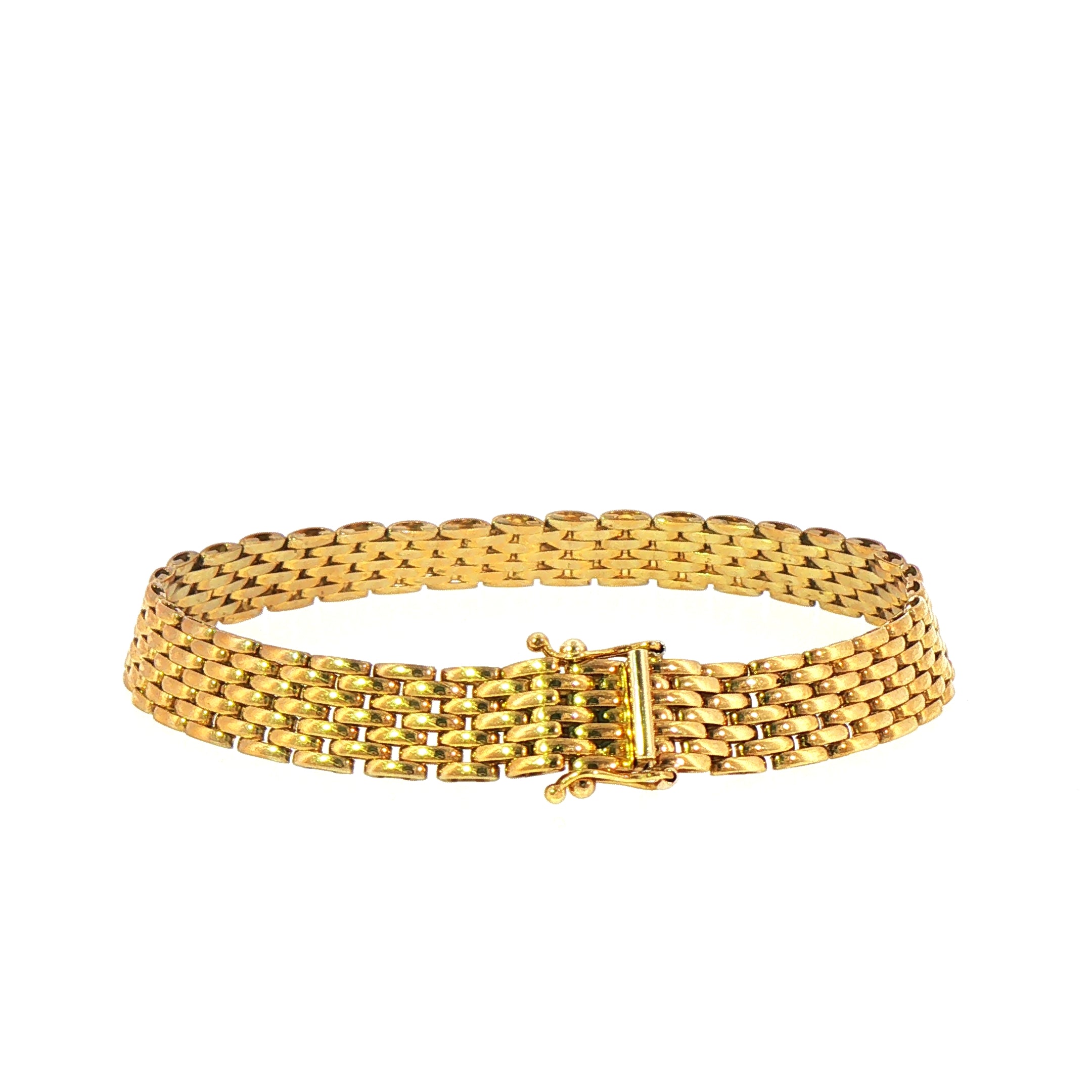 13.7g Vintage 7 Row Brick Link Bracelet set in 9ct Yellow Gold
