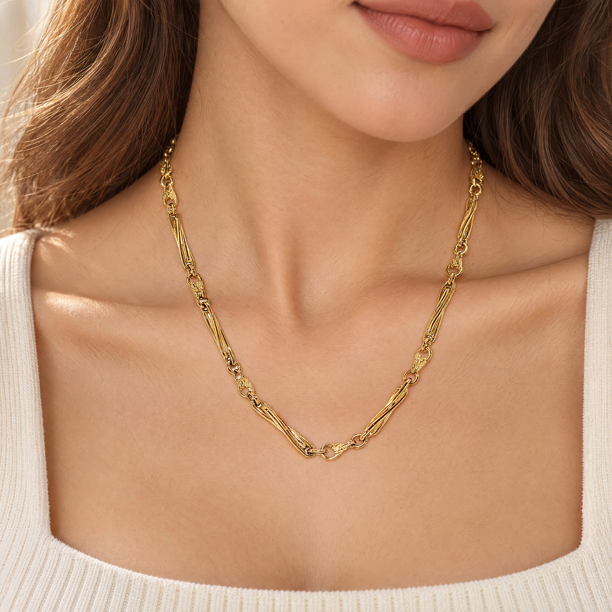 Vintage Trombone Knot Link Chain in 9ct Yellow Gold