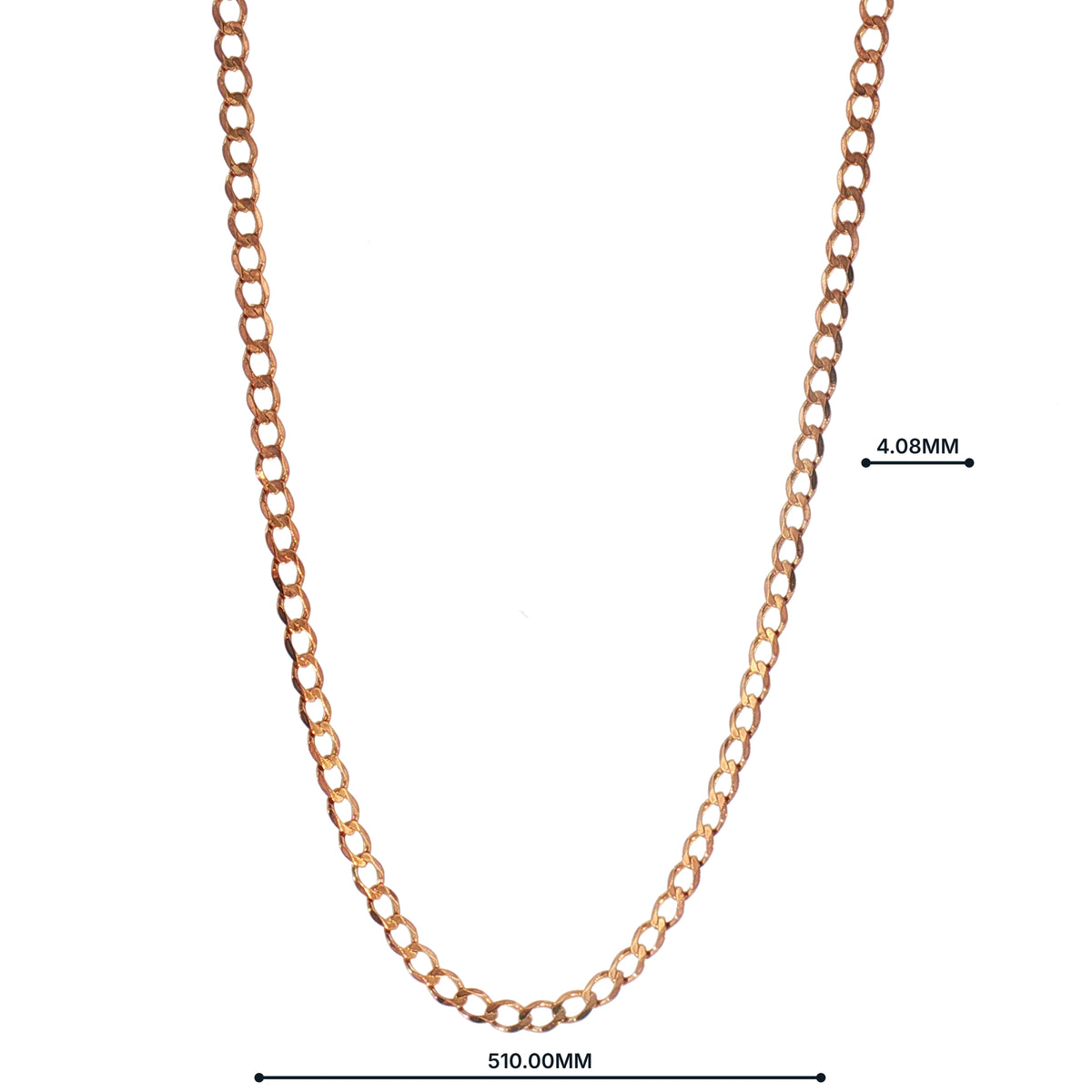 Vintage Filed Curb Chain Necklace Weighing 8.7g in 9ct Yellow Gold