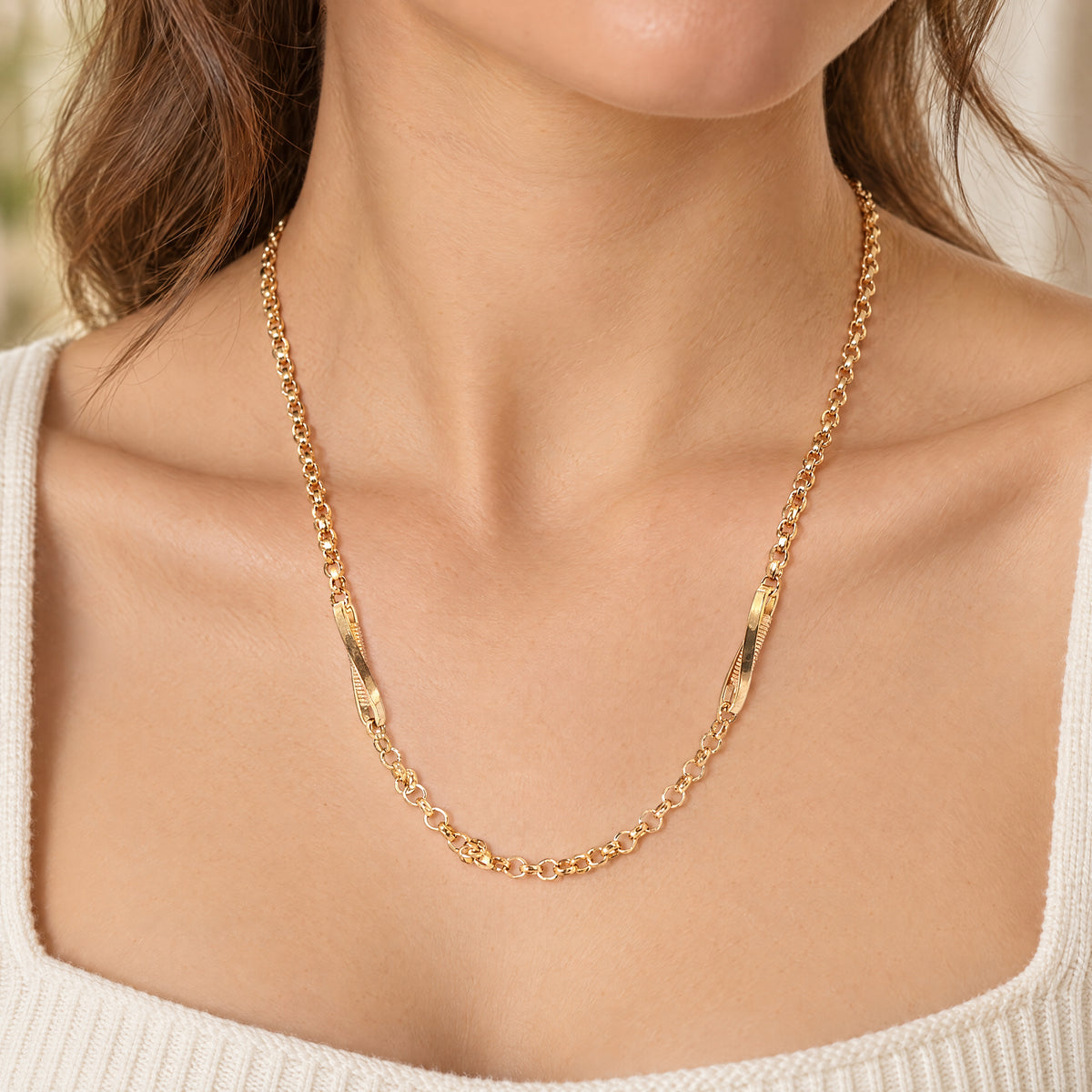 Vintage Muff Chain Necklace in 9ct Rose Gold