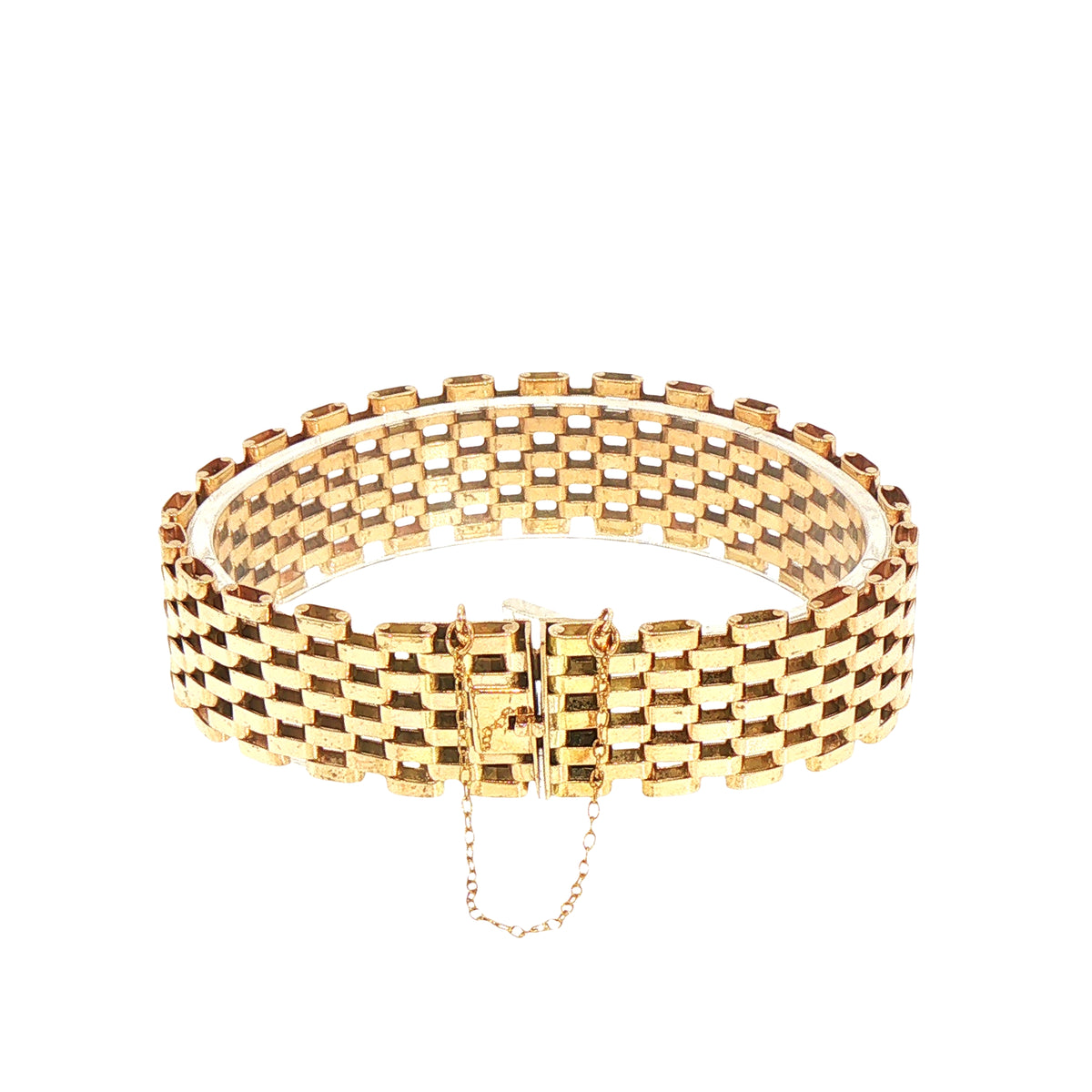 Vintage 9 Row Brick Link Bracelet Weighing 28.6g in 9ct Yellow Gold