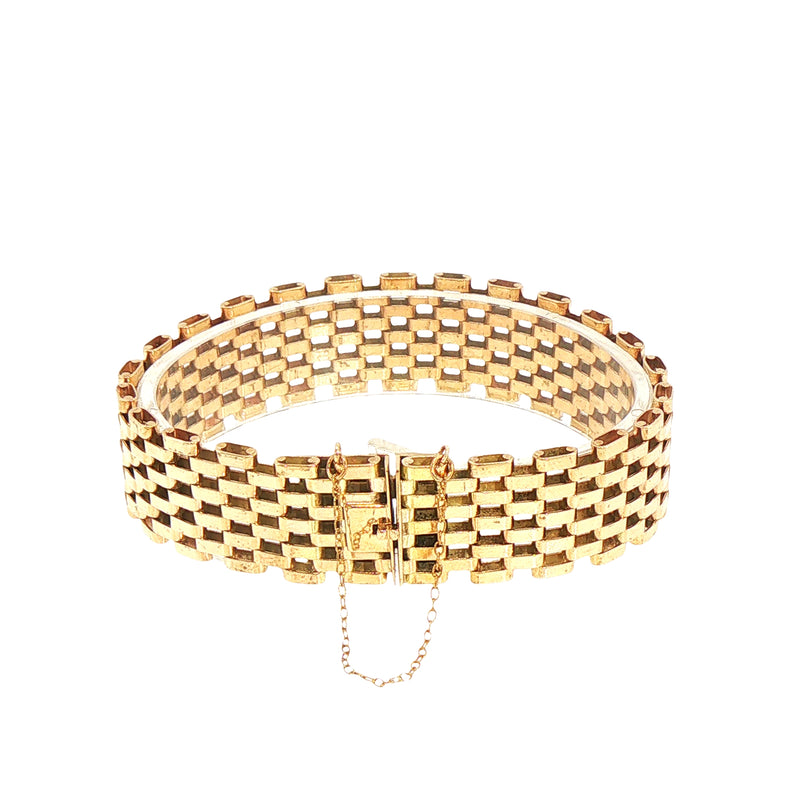 Vintage 9 Row Brick Link Bracelet Weighing 28.6g in 9ct Yellow Gold
