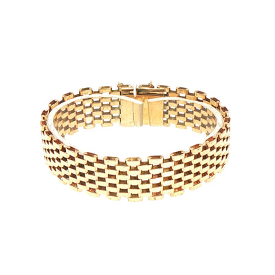 Vintage 9 Row Brick Link Bracelet Weighing 28.6g in 9ct Yellow Gold