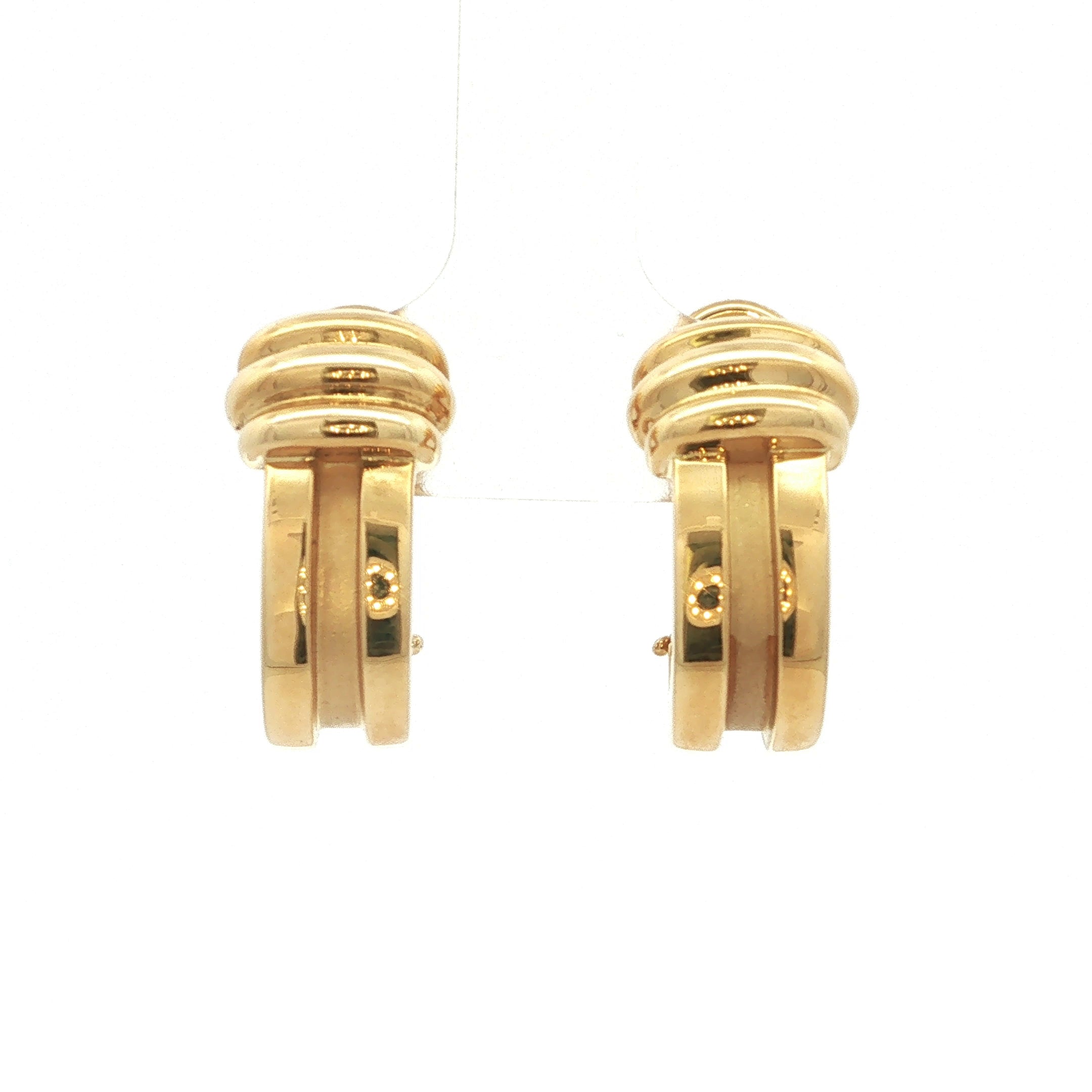9g Vintage Tiffany Ridged Hoop Earrings set in 18ct Yellow Gold