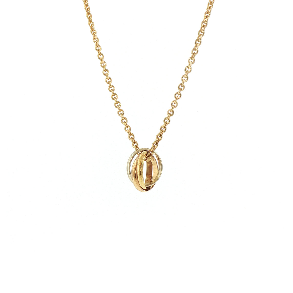 Vintage Cartier Multi-Colour Russian Wedding Ring Pendant and Chain in 18ct White and Rose Gold