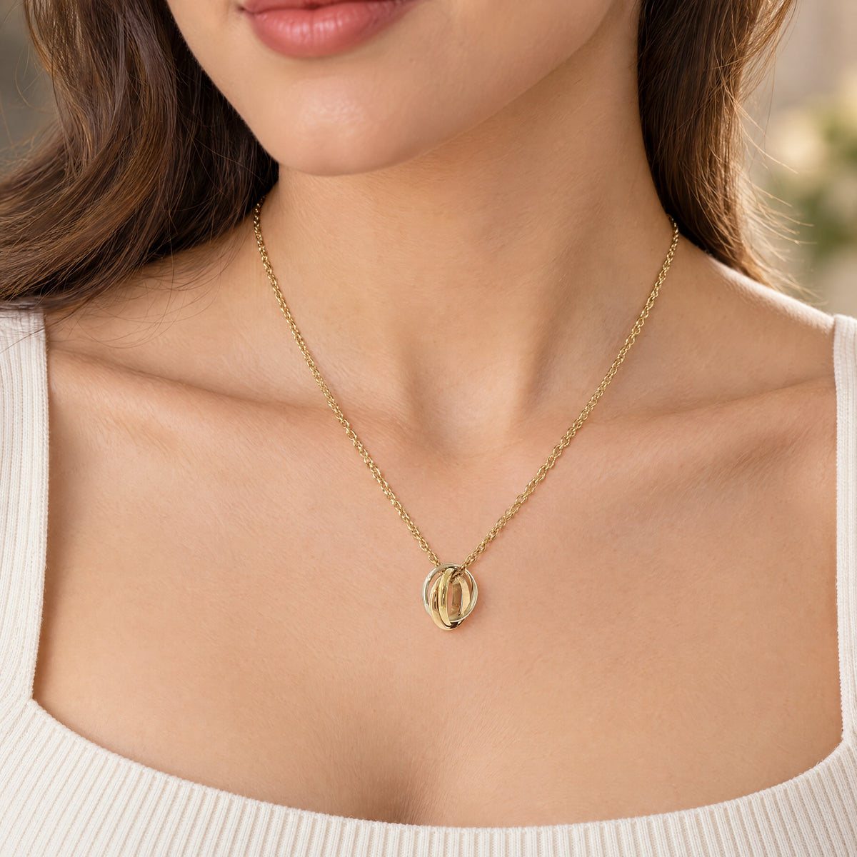 Vintage Cartier Multi-Colour Russian Wedding Ring Pendant and Chain in 18ct White and Rose Gold