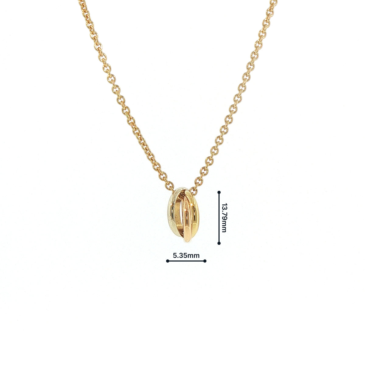 Vintage Cartier Multi-Colour Russian Wedding Ring Pendant and Chain in 18ct White and Rose Gold