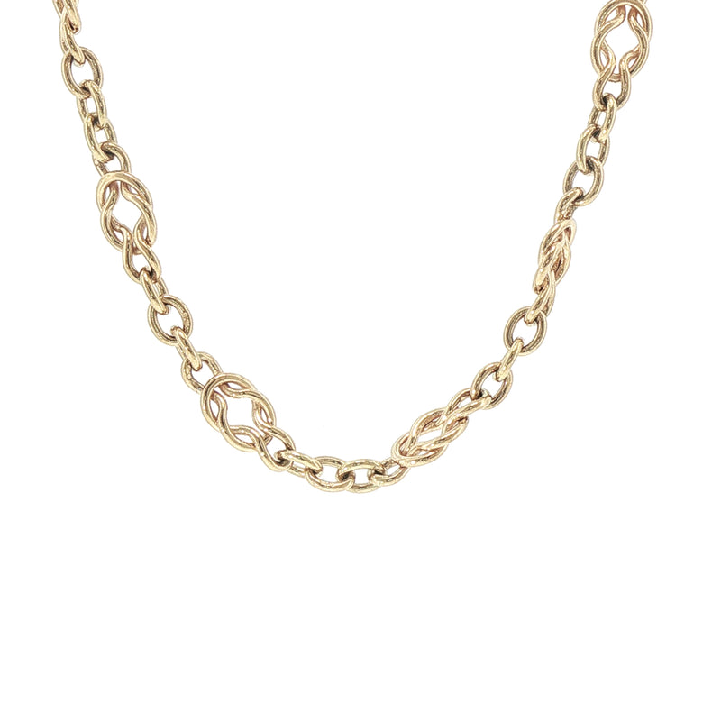 9ct Yellow Gold Vintage Reef Knot Chain Necklace