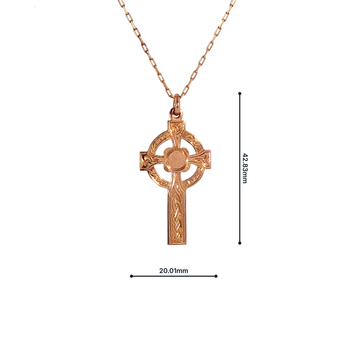 Vintage Celtic Cross Pendant on chain in 9ct Rose Gold