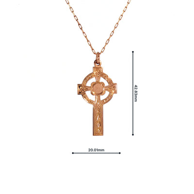 Vintage Celtic Cross Pendant on chain in 9ct Rose Gold