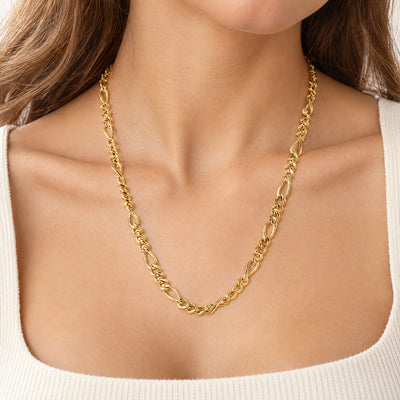 Vintage Rounded Figaro Link Chain in 9ct Yellow Gold