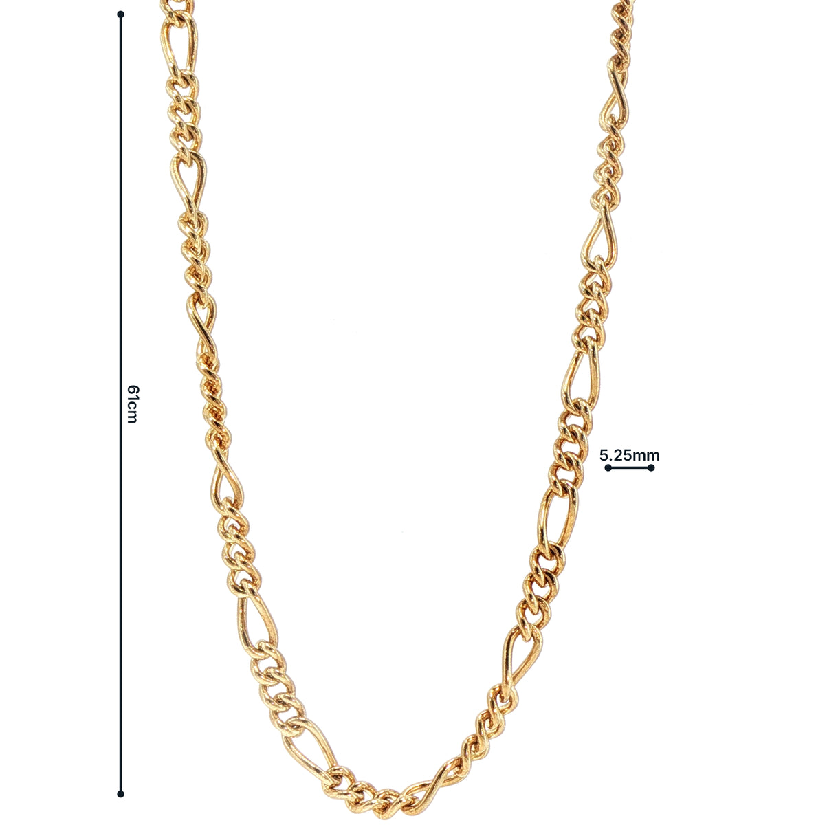 Vintage Rounded Figaro Link Chain in 9ct Yellow Gold