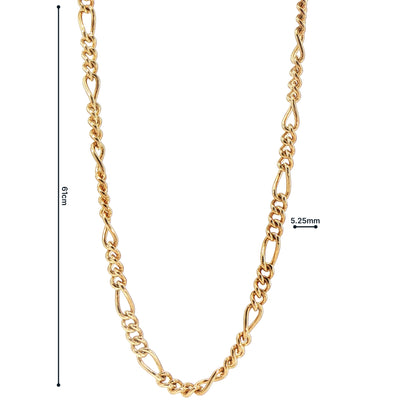 Vintage Rounded Figaro Link Chain in 9ct Yellow Gold