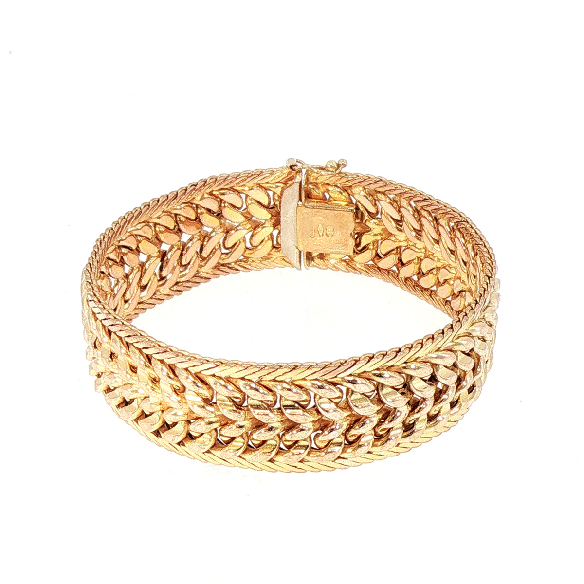 Vintage Woven Link Chain Bracelet in 9ct Yellow Gold