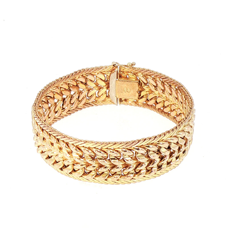 Vintage Woven Link Chain Bracelet in 9ct Yellow Gold