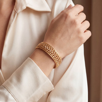 Vintage Woven Link Chain Bracelet in 9ct Yellow Gold