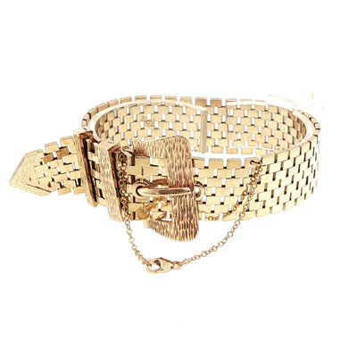 Vintage Wide Buckle Bracelet in 9ct Yellow Gold