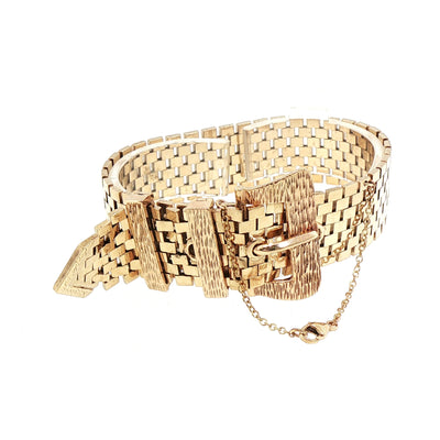 Vintage Wide Buckle Bracelet in 9ct Yellow Gold
