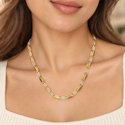 Vintage Two-Toned Collar Necklace in 9ct White and Yellow Gold