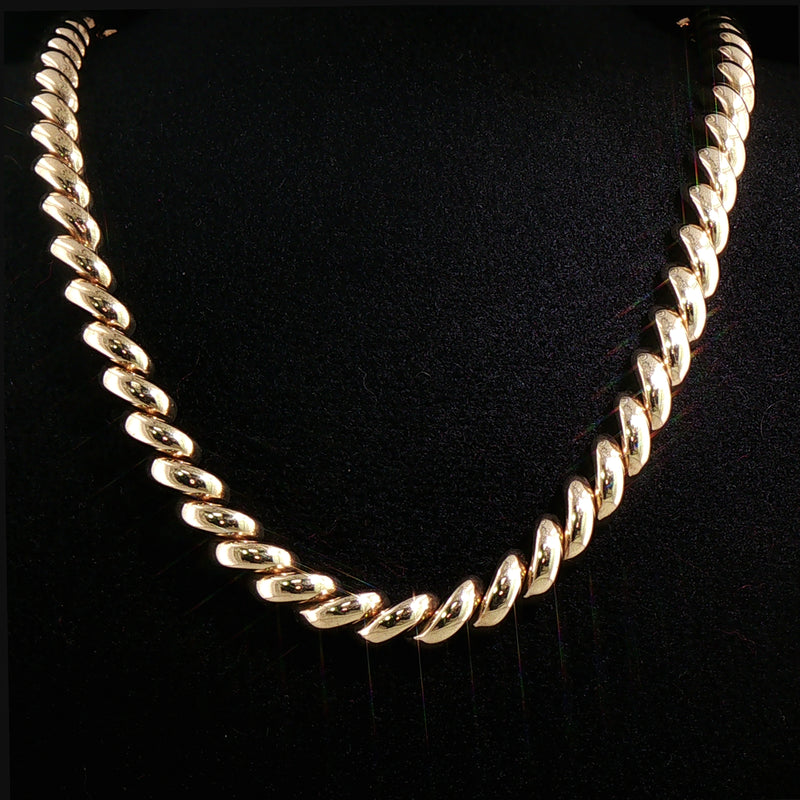 9ct Yellow Gold Vintage Twisted Link Chain Necklace
