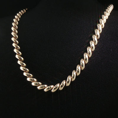 9ct Yellow Gold Vintage Twisted Link Chain Necklace