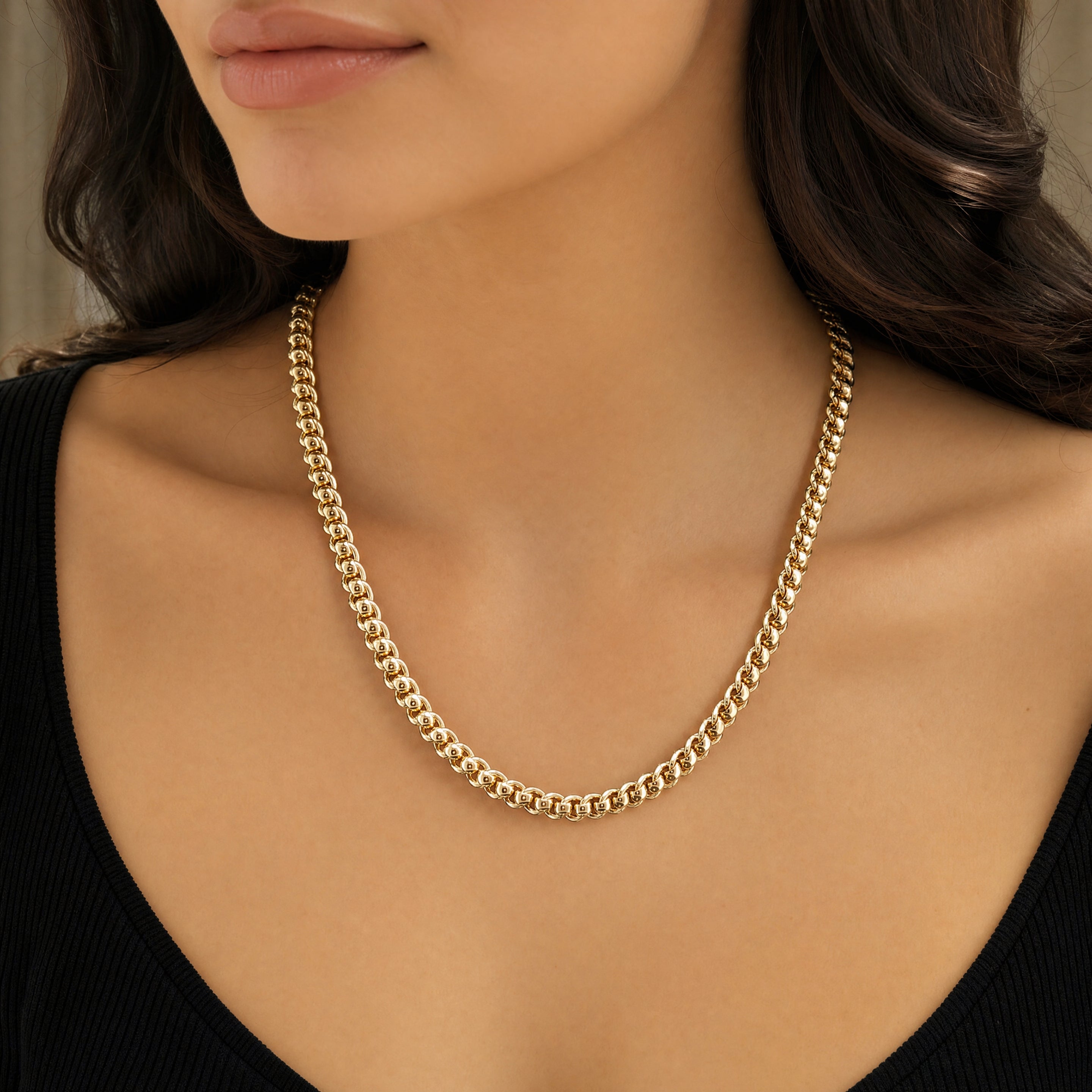 9ct Yellow Gold Roller Link Chain