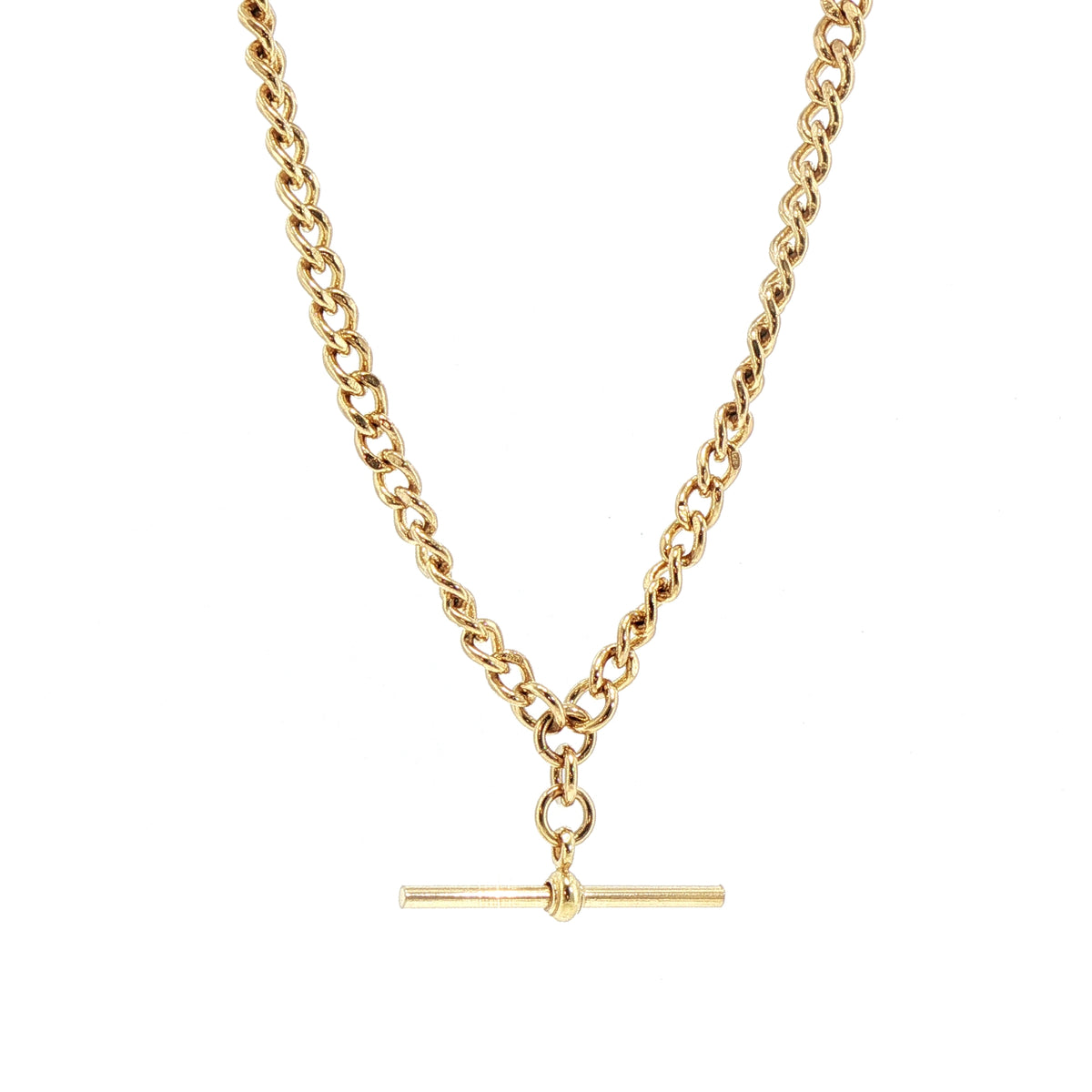 Vintage Curb Albert T-Bar Chain in 9ct Yellow Gold