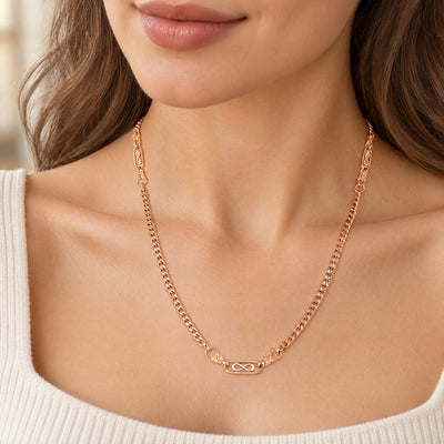 Vintage Curb Chain with Infinity Link in 9ct Rose Gold