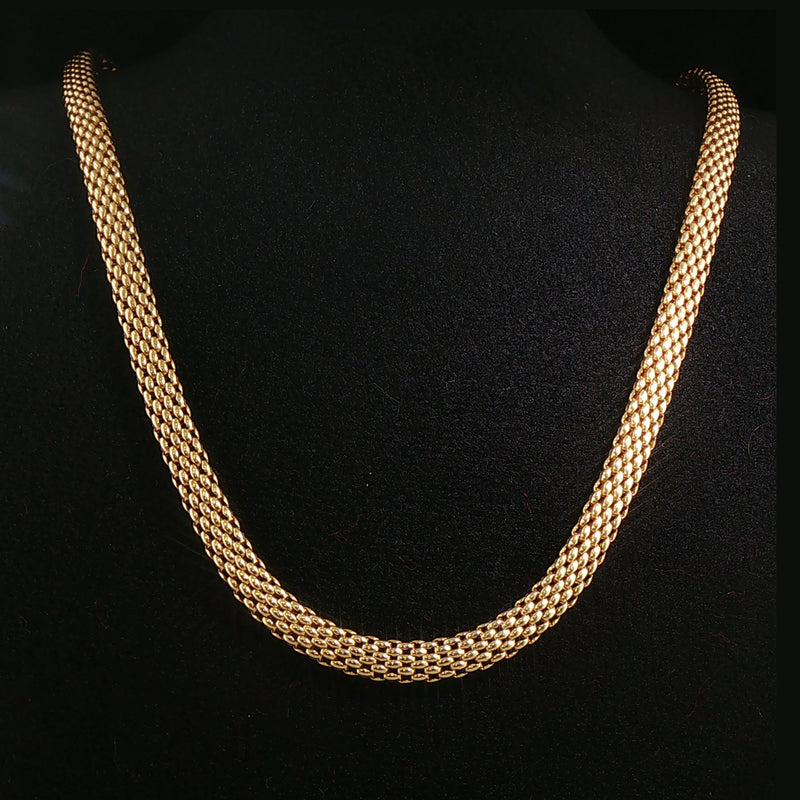 14ct Yellow Gold Vintage 17" Mesh Tub Style Necklet With White gold Clasp