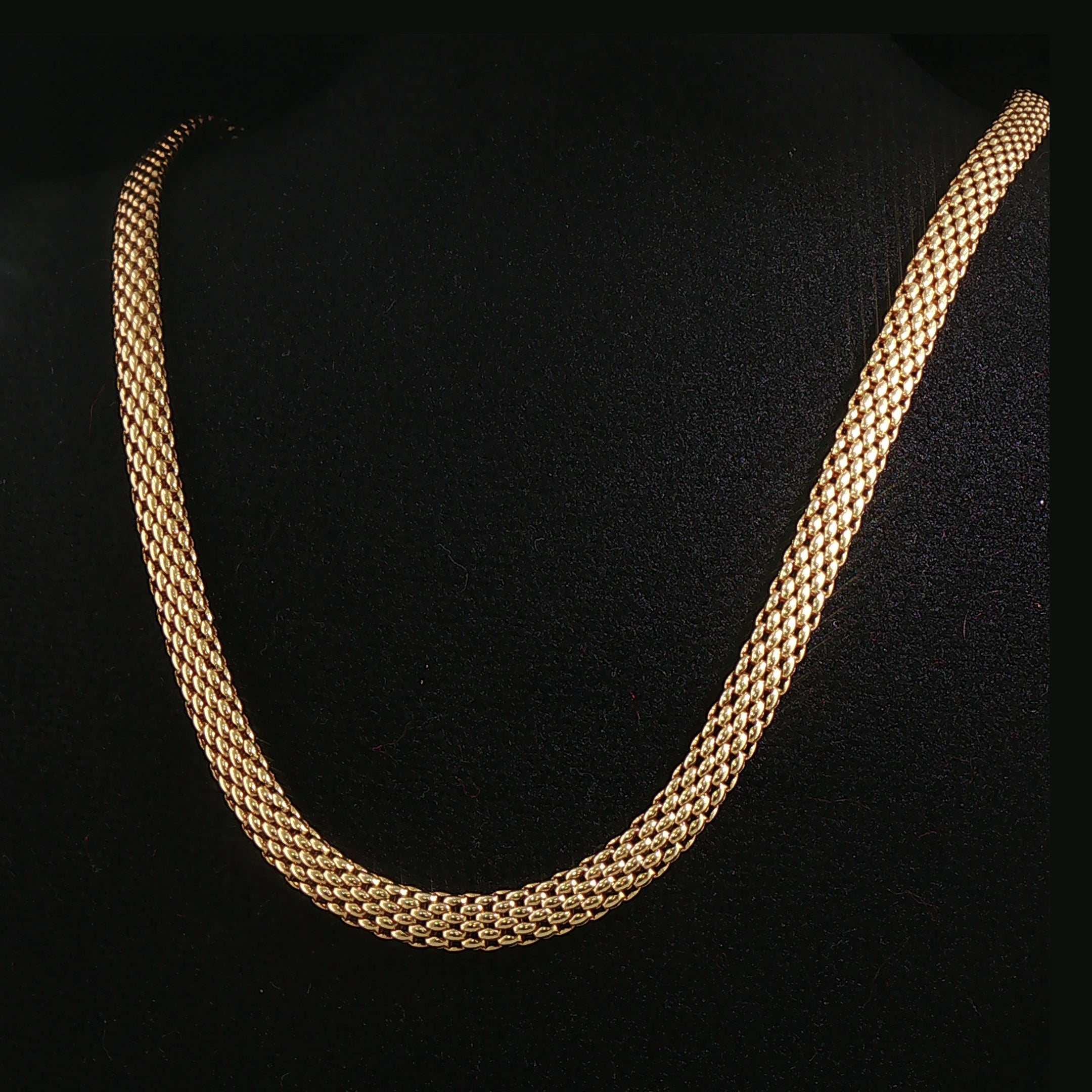 14ct Yellow Gold Vintage 17" Mesh Tub Style Necklet With White gold Clasp